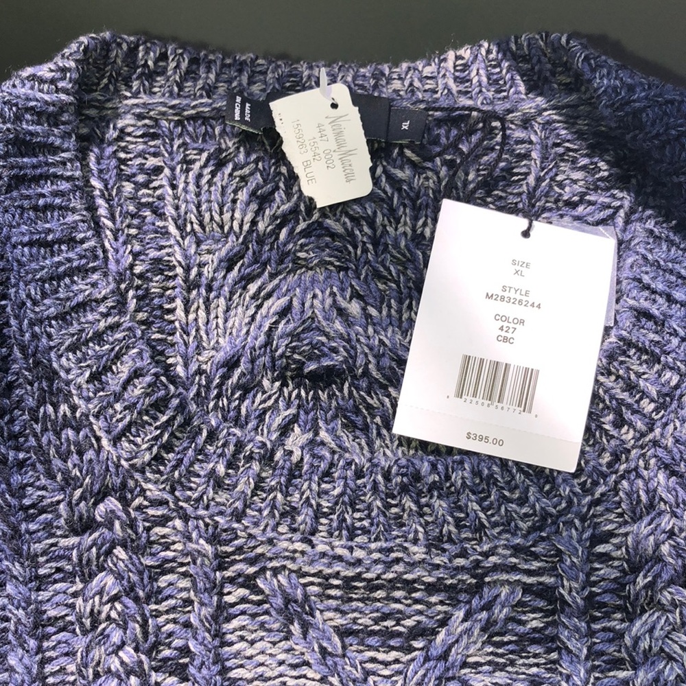 Vince Degrade Cable-Knit Crewneck Sweater, Blue XL